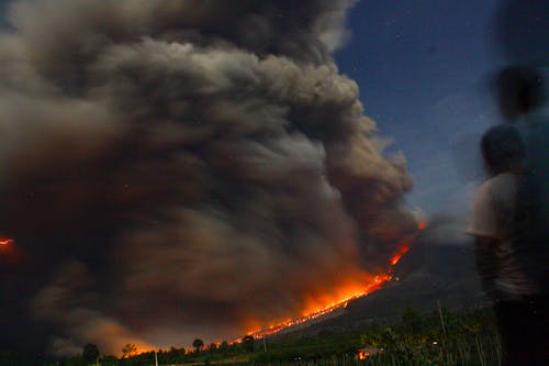 Free Landscape Sinabung mountain Eruption Stock Photo