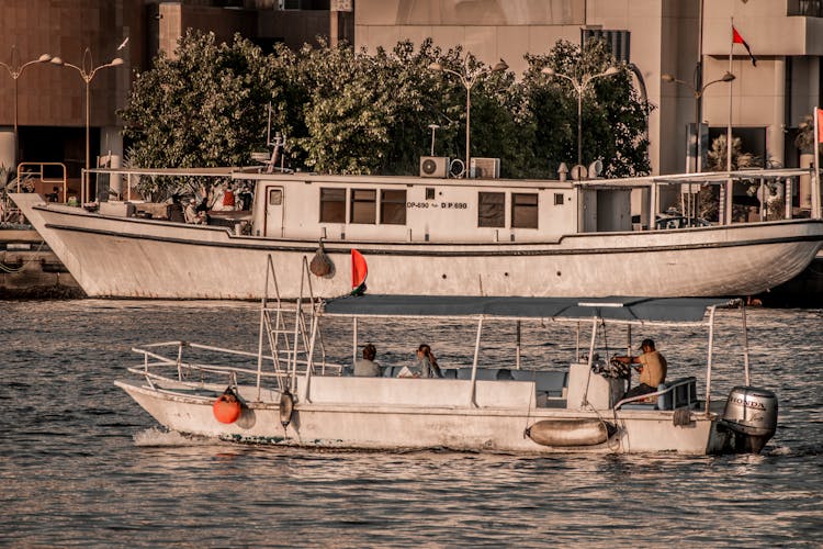 Motorboat Cruising On A River