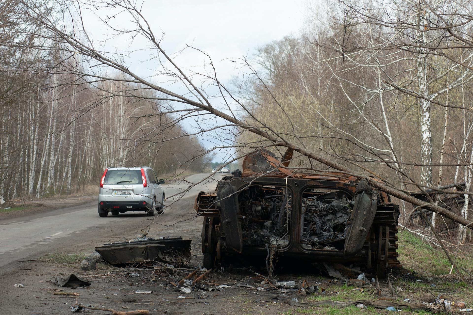 Burnt Car on a  Roadside