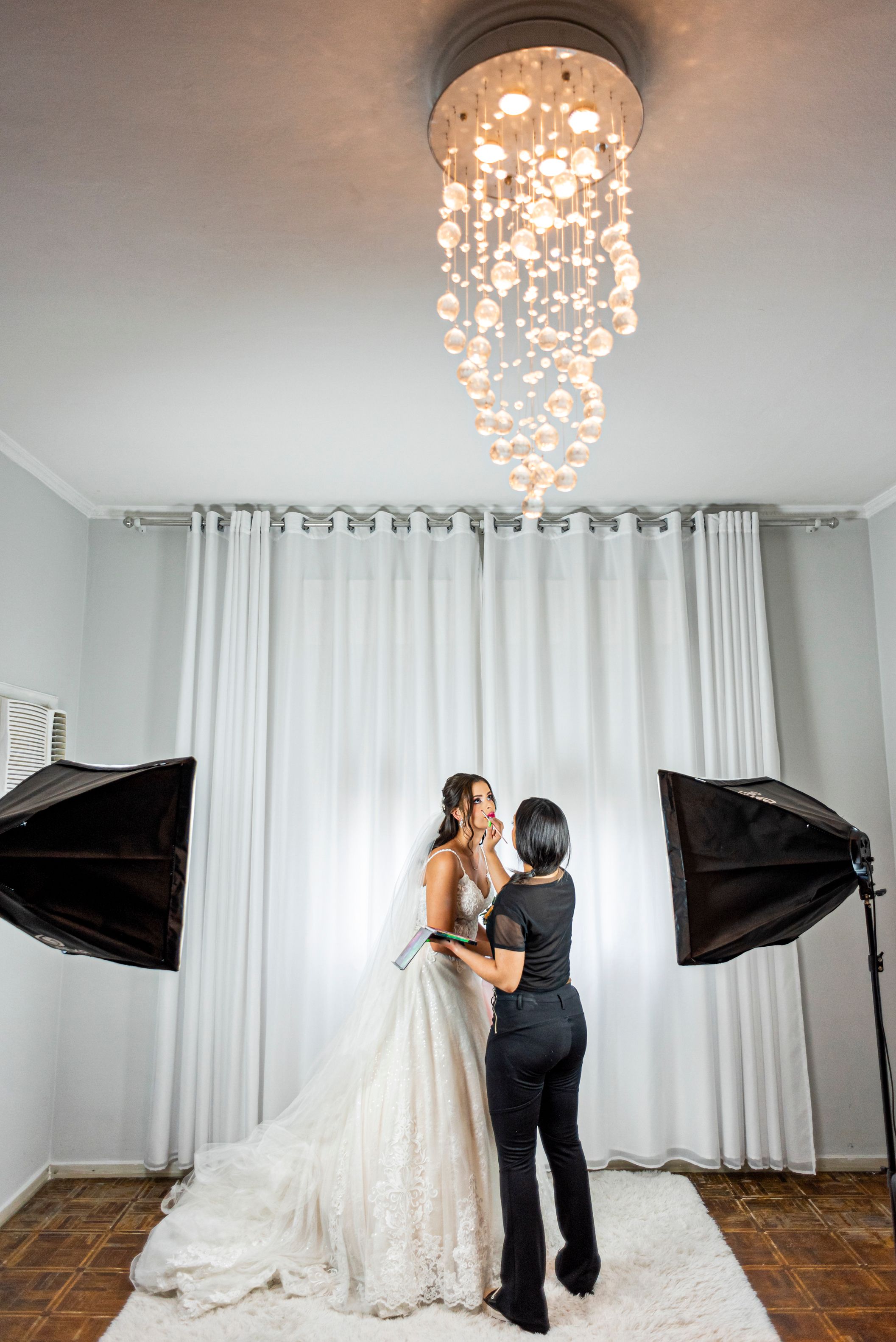 Make-up Artist and a Bride in a Studio · Free Stock Photo