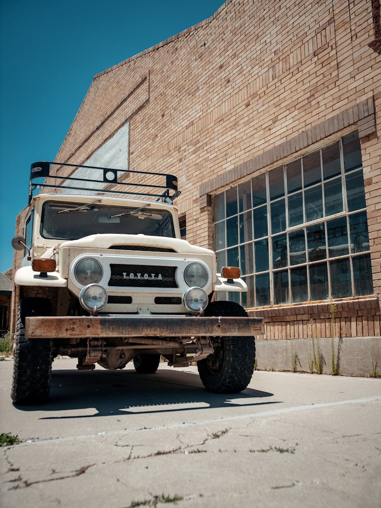 Front View Of A Vintage Toyota Land Cruiser