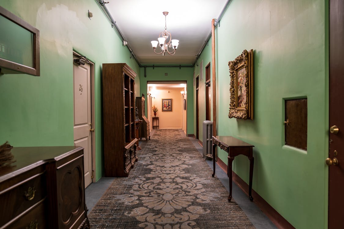 Free Carpeted Hallway of a Hotel Stock Photo