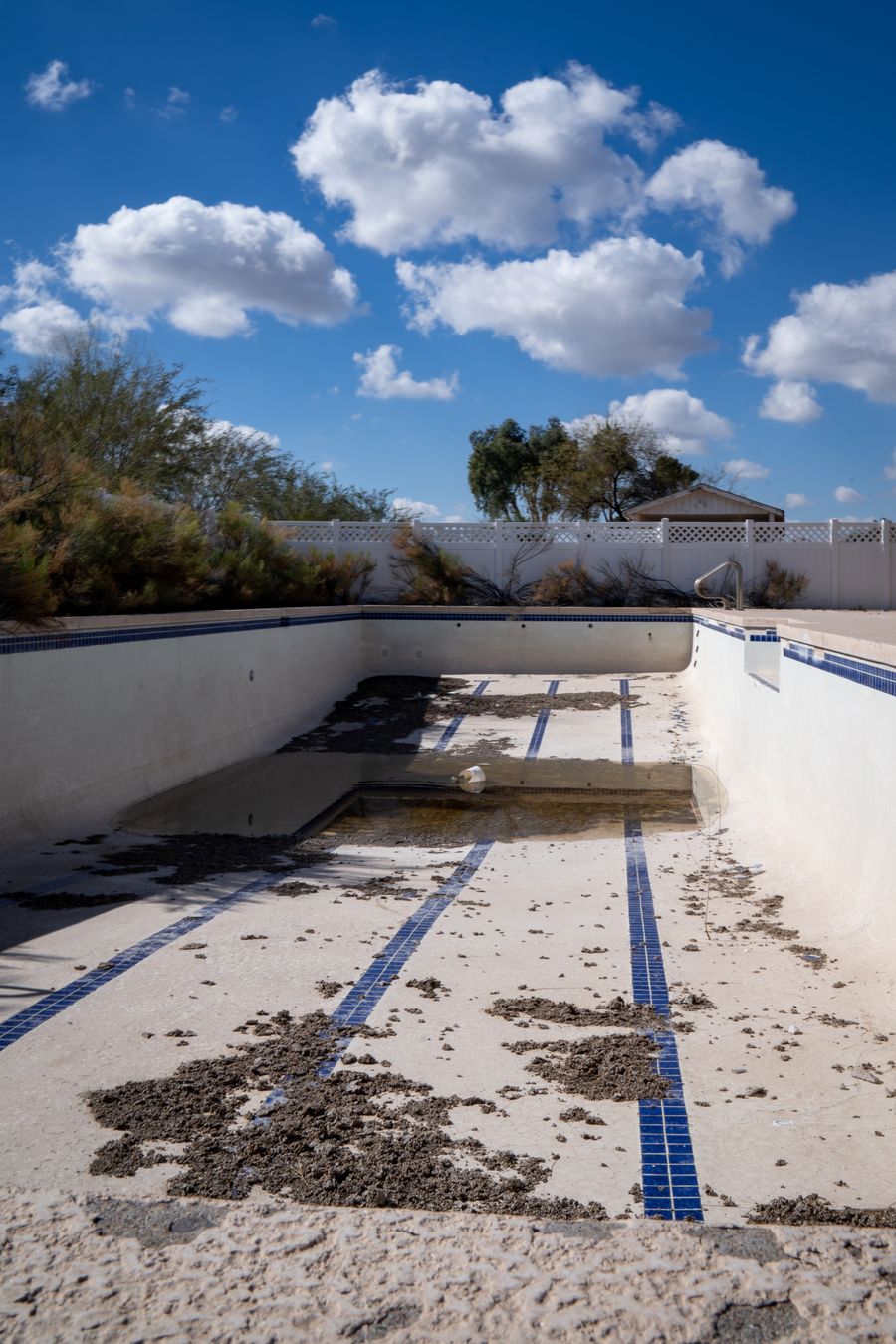 Pool leak detection in McAllen on a drained pool shell