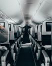 Blue and White Airplane Seats