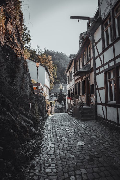 Wooden Houses beside Stone Street 