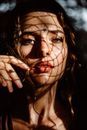 Woman With Brown Hair Covering Her Face