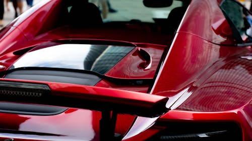 Close-up of the Back of a Red Luxury Sports Car