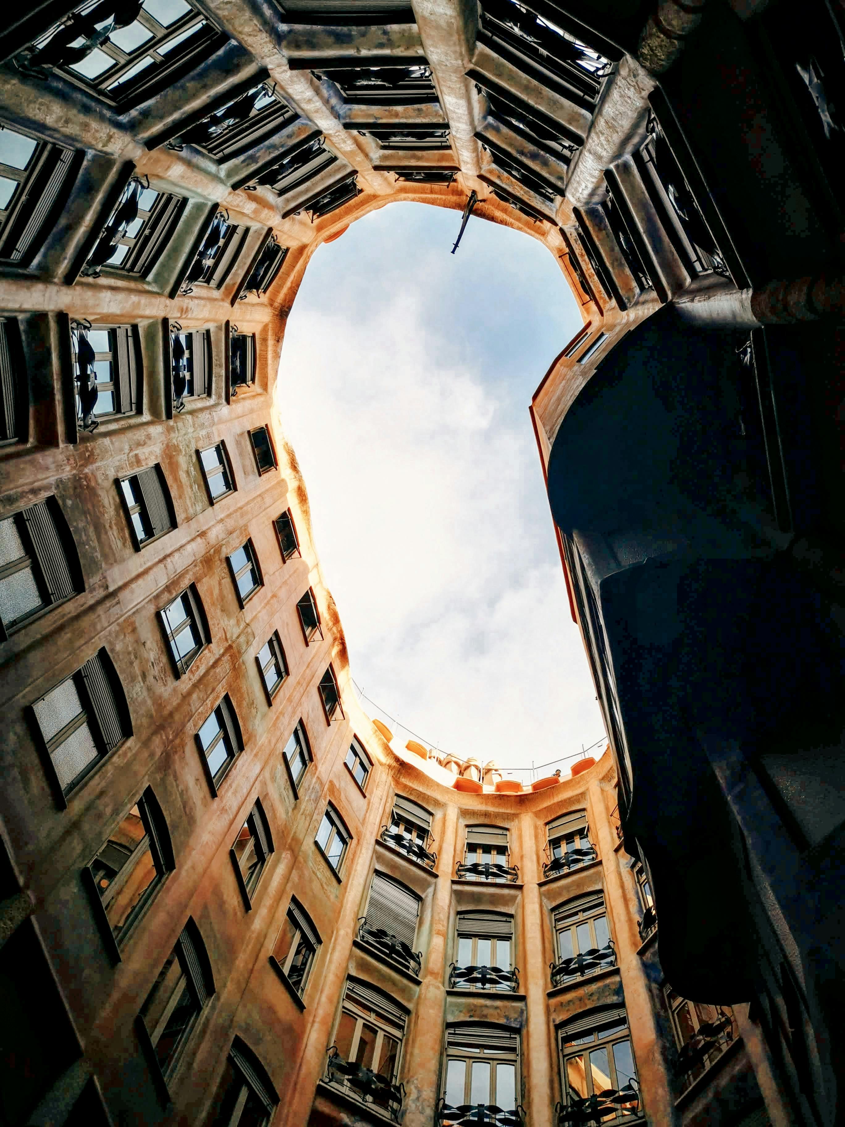 low angle shot of casa mila barcelona spain