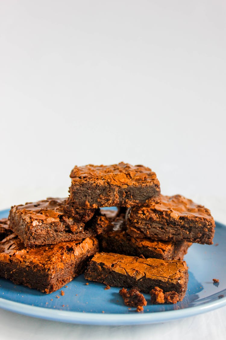 Brownies On Blue Plate 