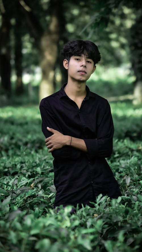 Young Man in Black Dress Shirt 