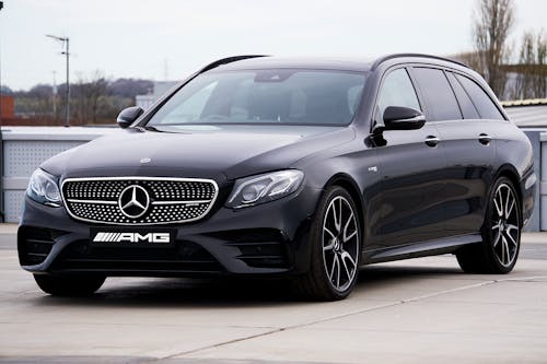 Free A Black Mercedes Benz in the Parking Lot Stock Photo