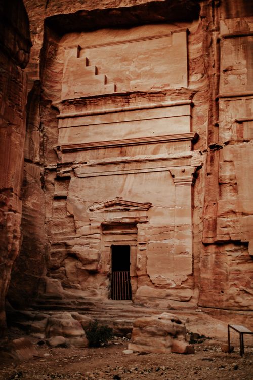 Free An ancient carved stone entrance in a historical ruin site. Stock Photo