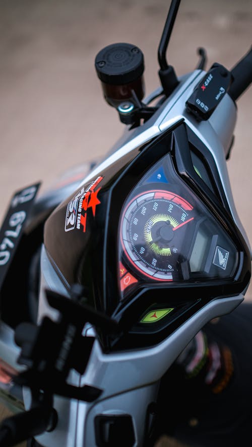 Free Speedometer on the Motorcycle Handle Bar Stock Photo