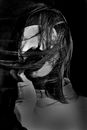 Woman in White Long Sleeve Shirt Covering Her Face