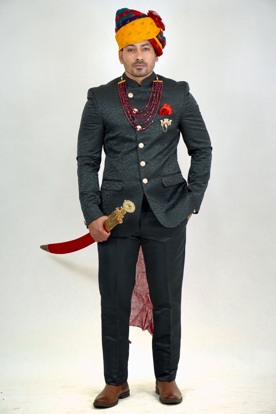Slate Wool Bandhgala