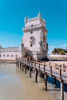 Discover Lisbon's iconic Torre de Belém, a notable architectural landmark on a clear day.