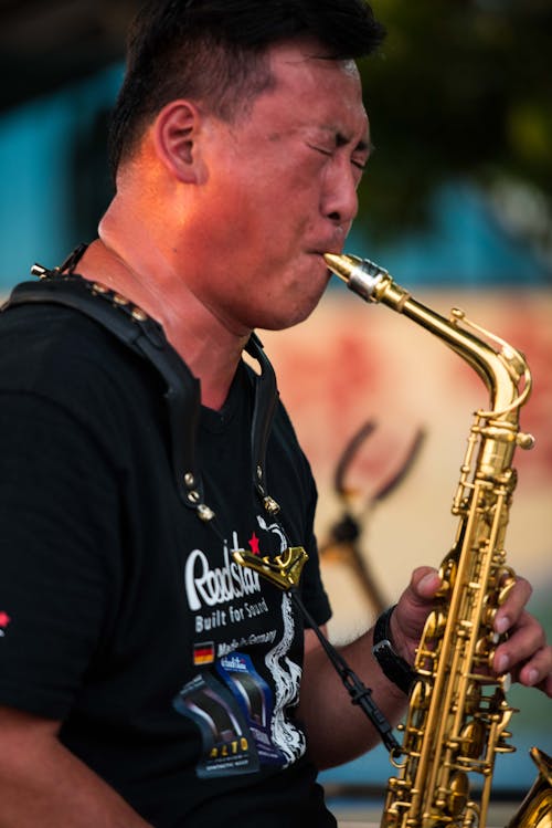 A Man Playing a Saxophone