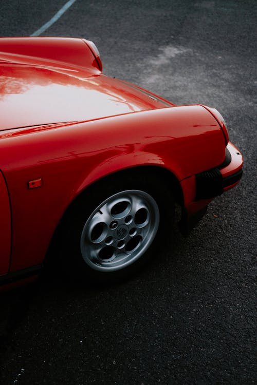 Front Part of Red Vintage Car