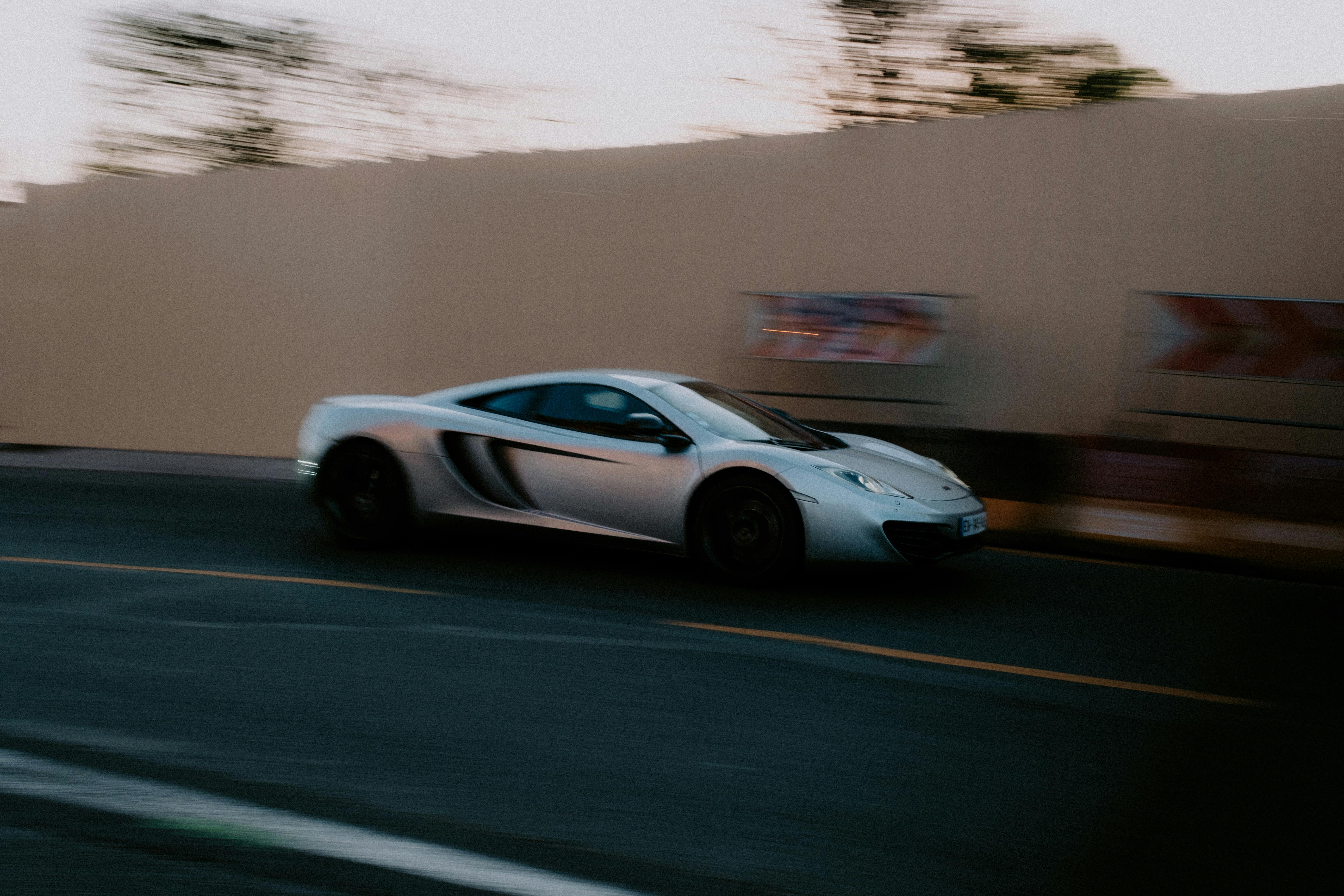 silver car on the road