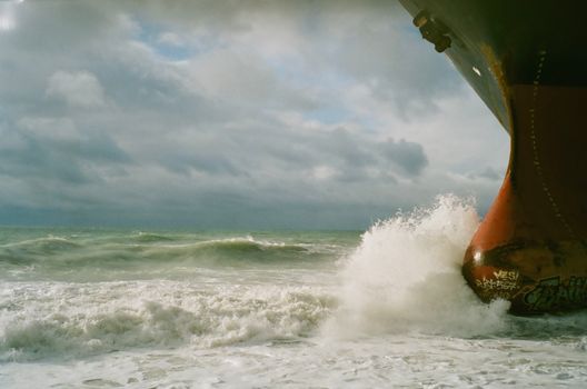 Front Hull of a Boat on the Sea