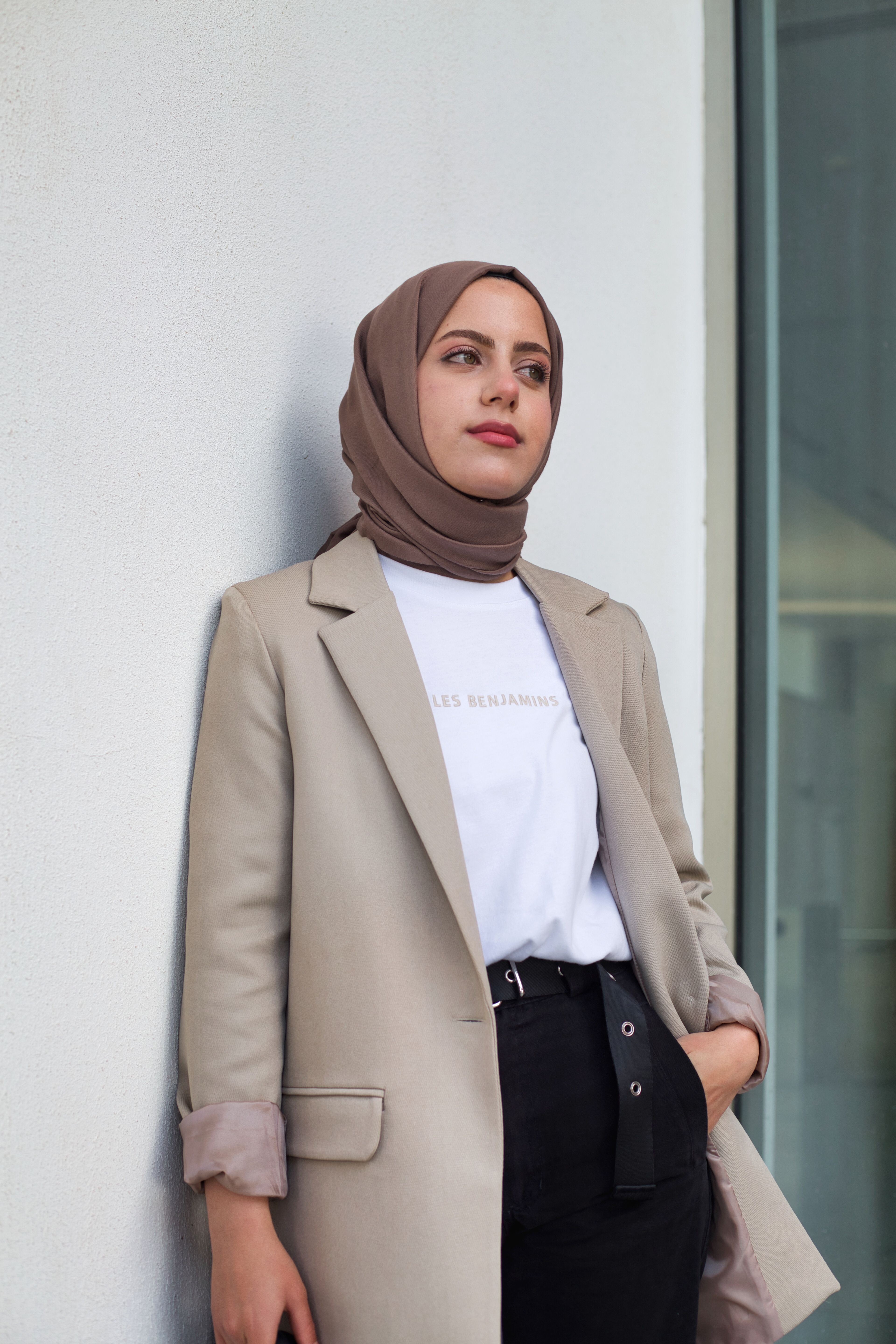 Woman in White Long Sleeve Shirt and Black and White Striped Pants ...