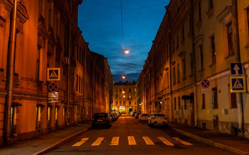 A Street in a City at Night 
