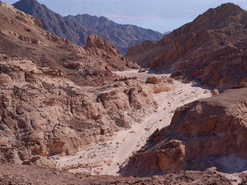 A Pathway between Rocky Hills in a Desert