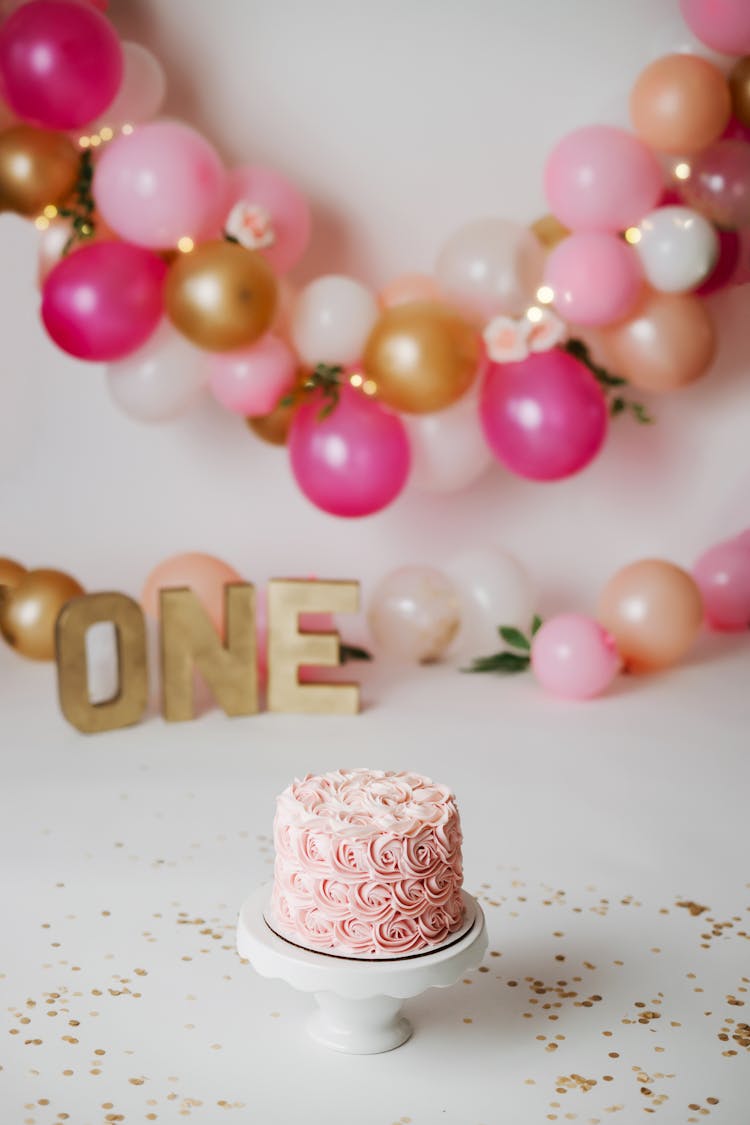 
A Birthday Cake On A Cake Stand