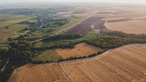 Бесплатное стоковое фото с Аэрофотосъемка, за городом, пахотная земля