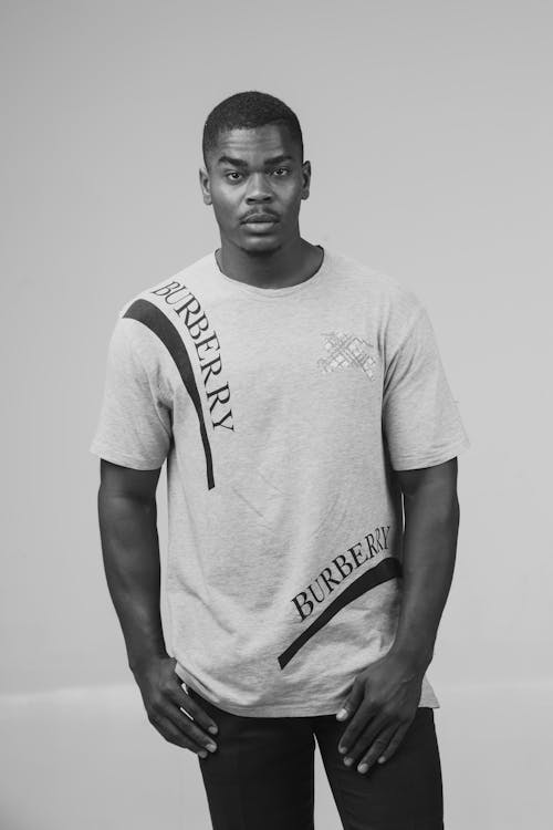 A Man Wearing a Branded Crew Neck T-shirt