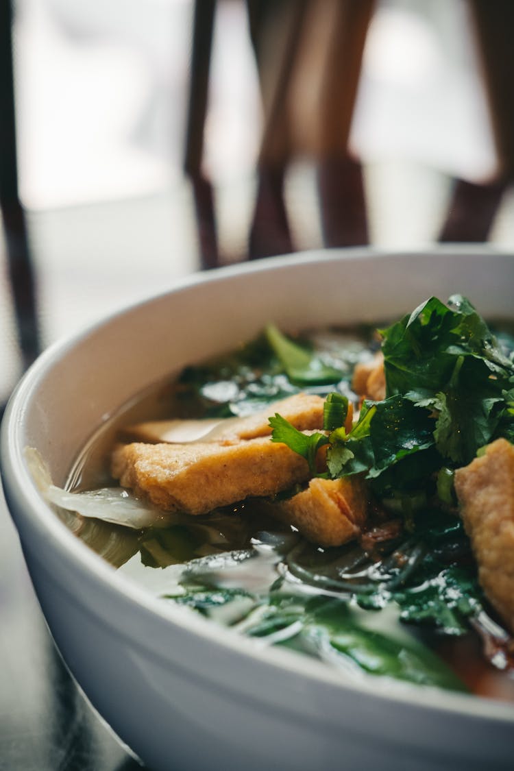 

A Close-Up Shot Of Bowl Of Pho