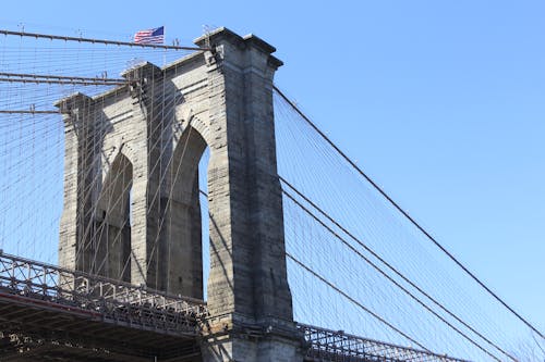 Fotobanka s bezplatnými fotkami na tému Brooklyn Bridge, modrá obloha, New York