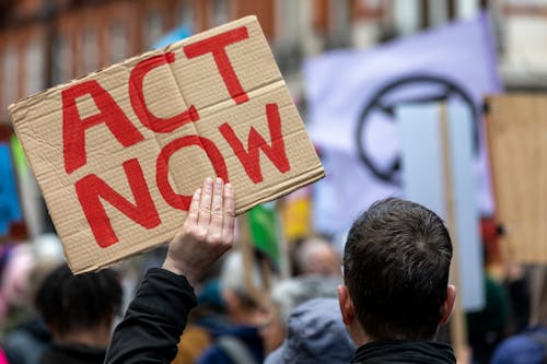 Free Act Now! Climate Change march, London, April 2022 Stock Photo