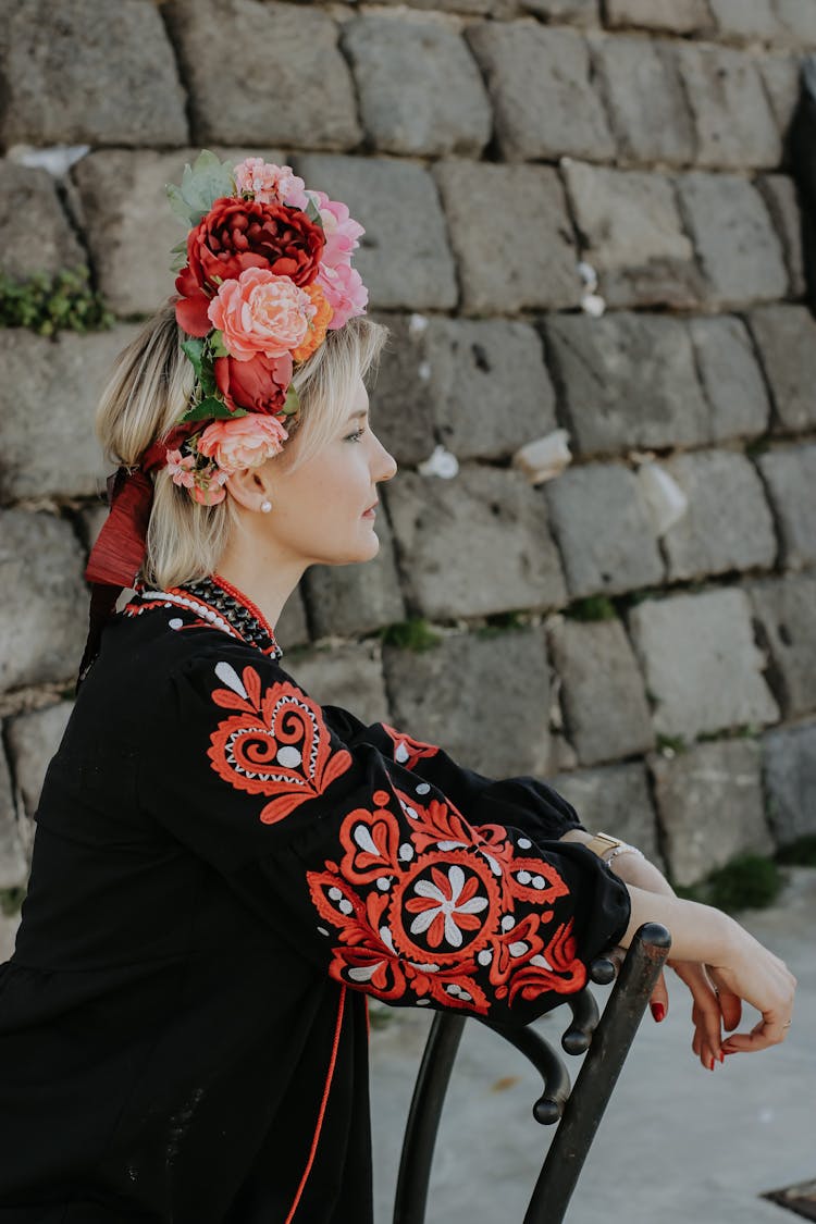 Woman With Flowers Wreath