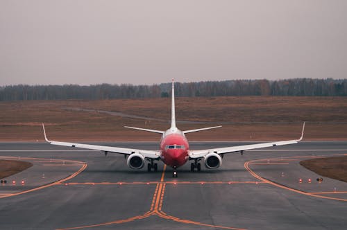 Front View of an Airplane on the Runway