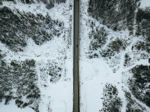 Free Aerial Photo of Gray Concrete Road during Winter Stock Photo