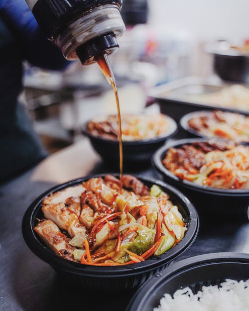 Fotos de stock gratuitas de almuerzo, arroz, arte de la comida