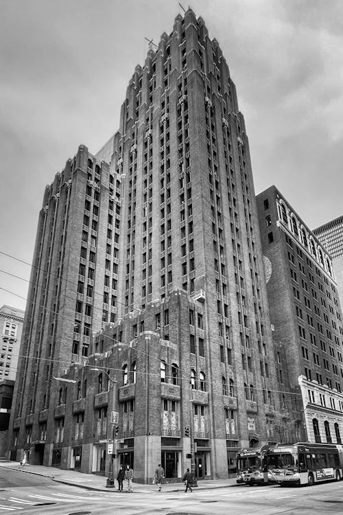 Fotobanka s bezplatnými fotkami na tému architektúra art deco, čierny a biely, mrakodrap