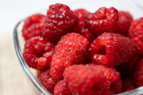 Macro Shot of Red Raspberries