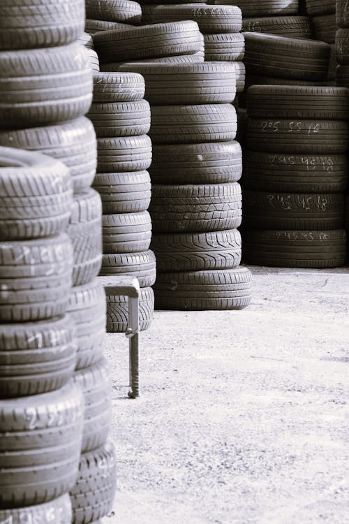 Photograph of Stacks of Black Tires