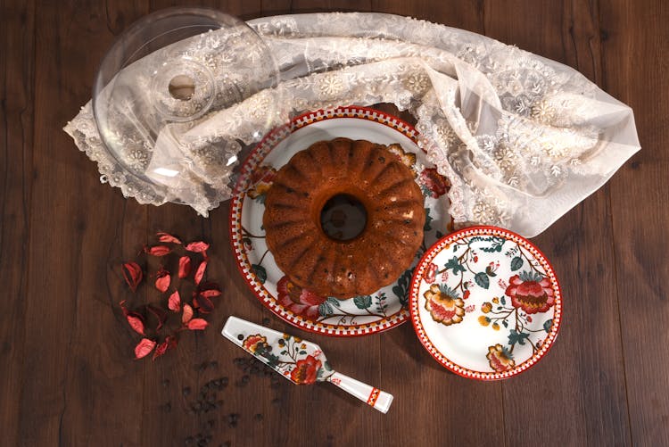 Overhead Shot Of A Bundt Cake On A Plate