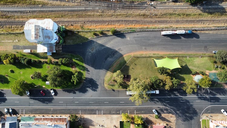 Aerial View Of Median Strips On The Road Of NSW, Australia