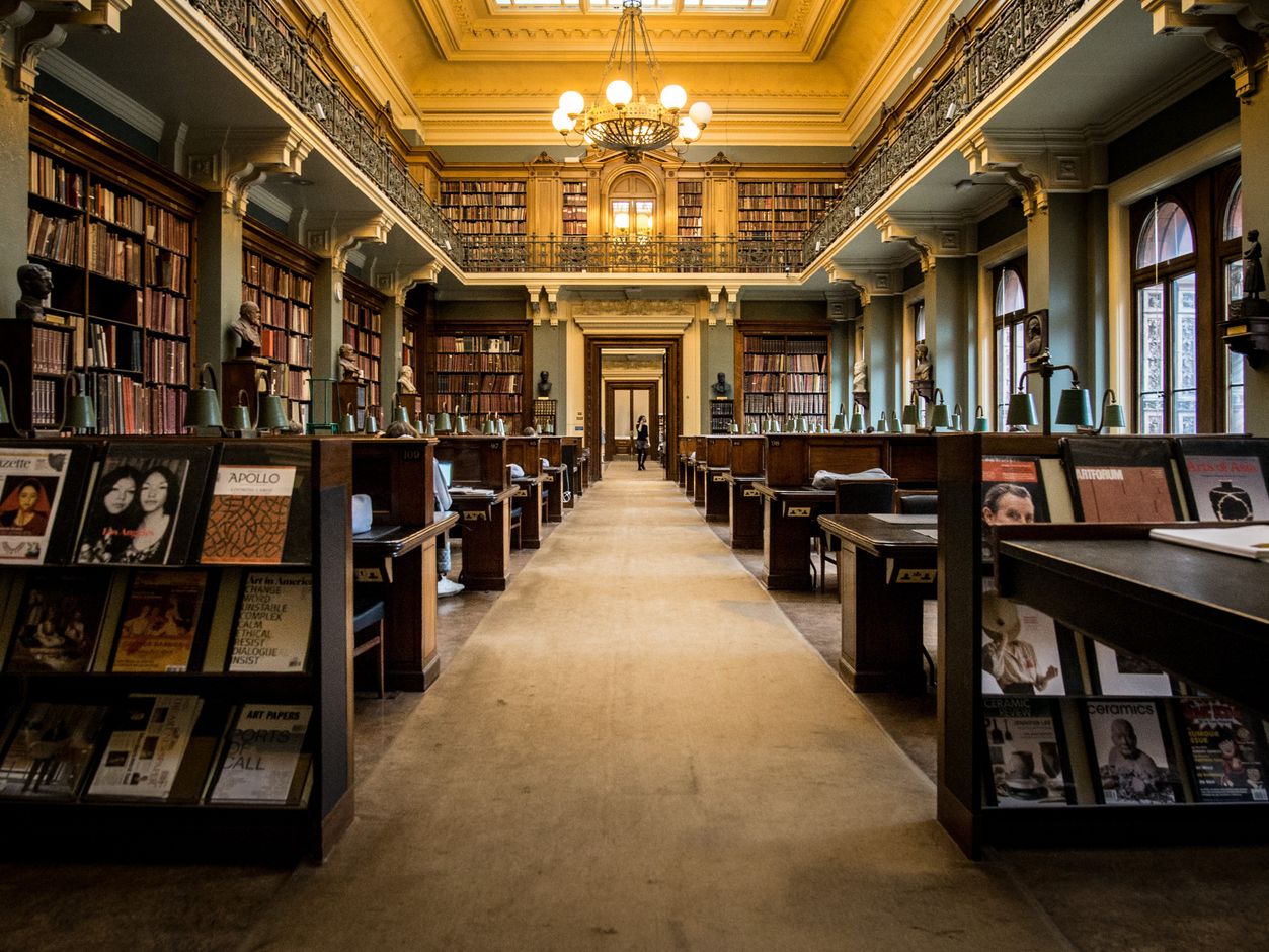 The classic ambiance of a library space