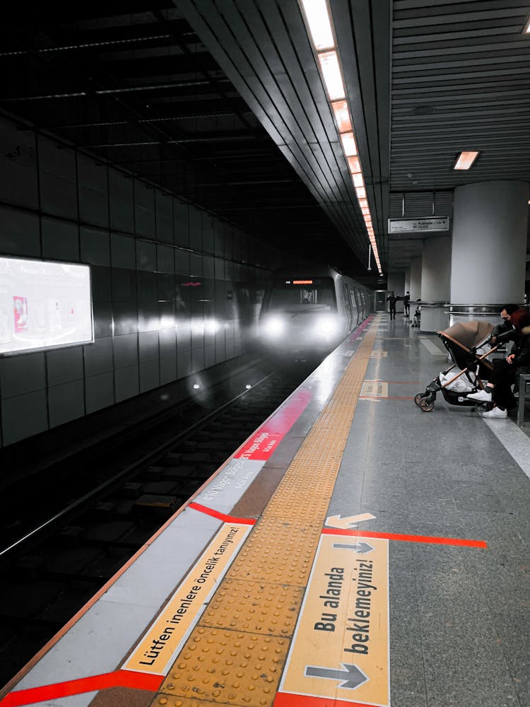 Train Arriving At Subway Station