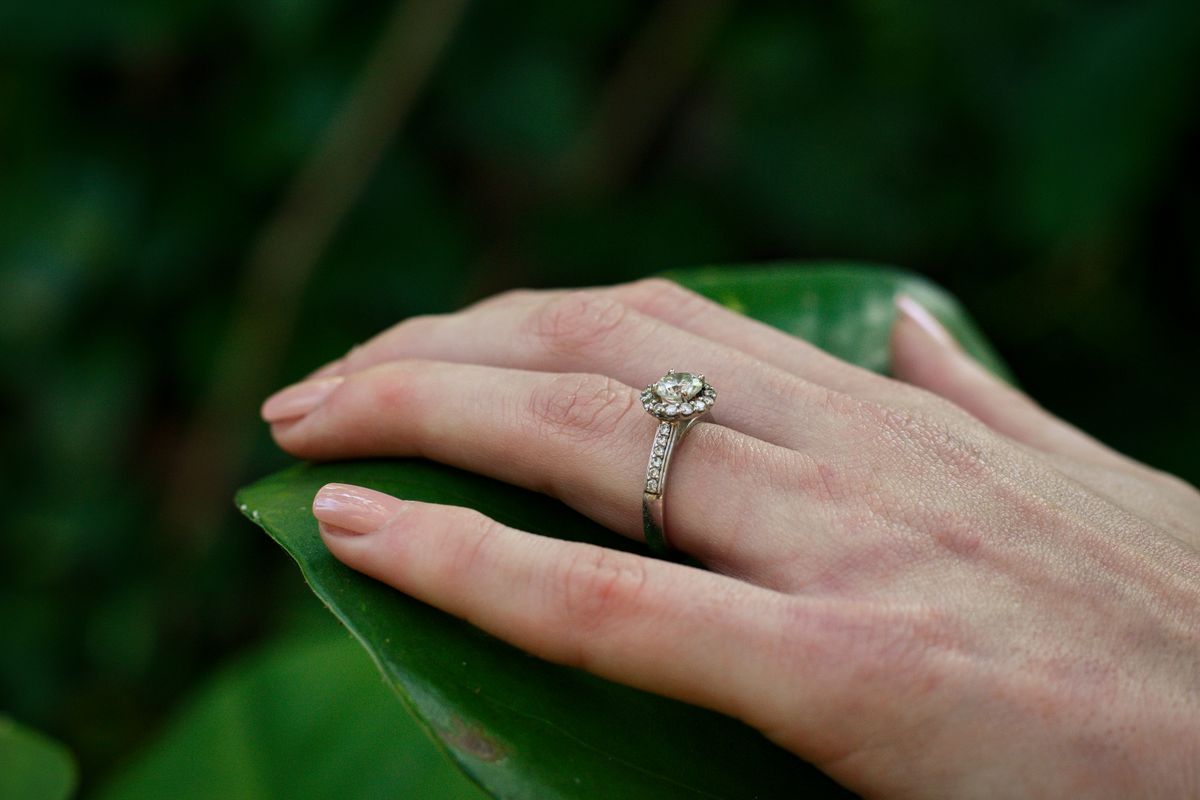 Elegant close-up of an engagement ring
