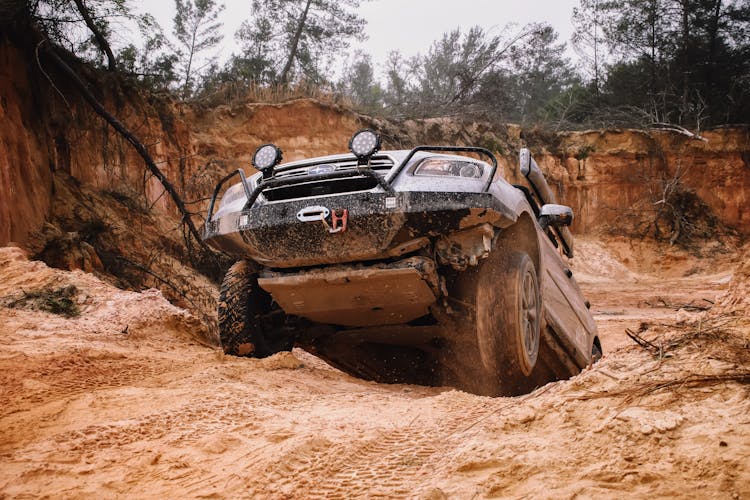 Subaru 4x4 Car In A Off Road Trail