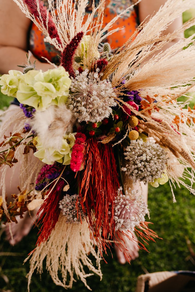 Close-up Of Dry Flowers Bouquet 