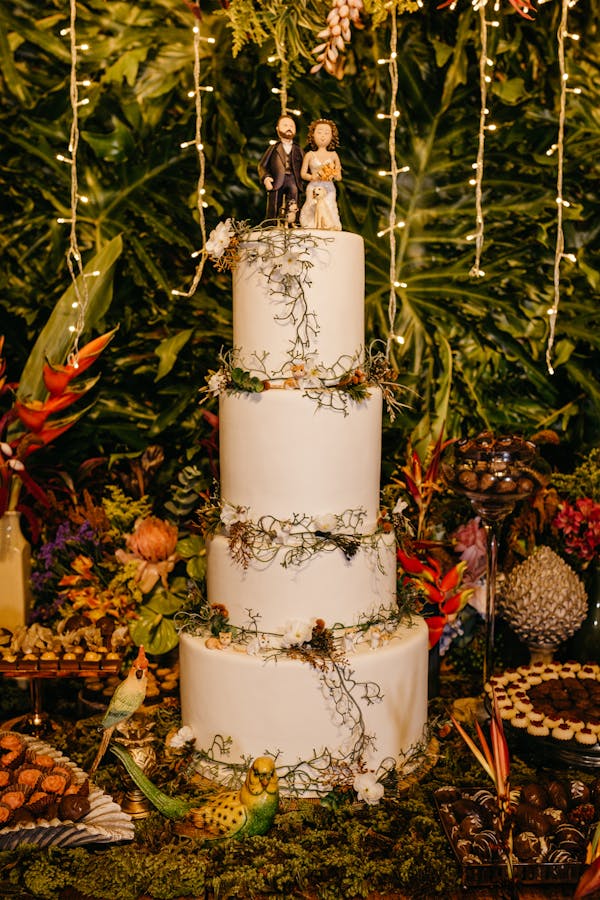 4 Tier Nature Inspired Wedding Cake 