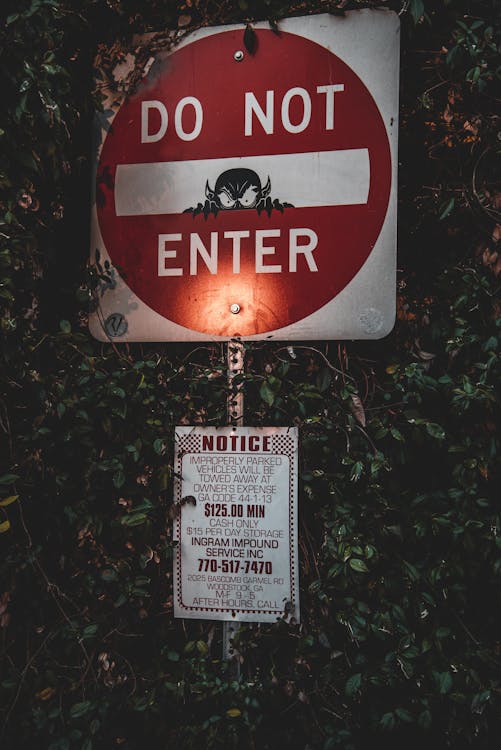 Red and White Signage