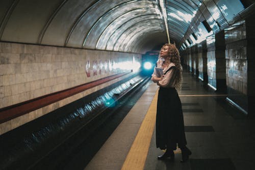 Free Woman at a Subway Station Stock Photo